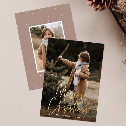 手書きスクリプトメリークリスマス2写真 箔シーズンカード
