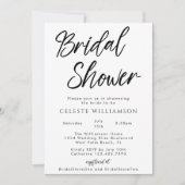 手書きスクリプトモダンミニマルブライダルシャワー 招待状 (正面)
