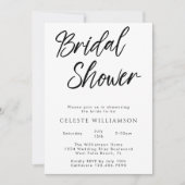 手書きスクリプトモダンミニマルブライダルシャワー 招待状 (正面)