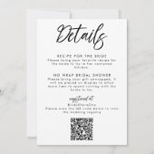 手書きスクリプトモダンミニマルブライダルシャワー 招待状 (裏面)