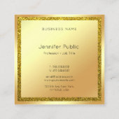 手書きスクリプトモダン金ゴールドグリッターエレガント スクエア名刺 (裏面)