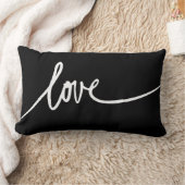 手書きスクリプトラブスローブラックピロー ランバークッション (ブランケット)