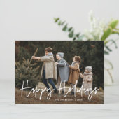 手書きスクリプトレッドハッピーホリデーズフォト シーズンカード (スタンド正面)
