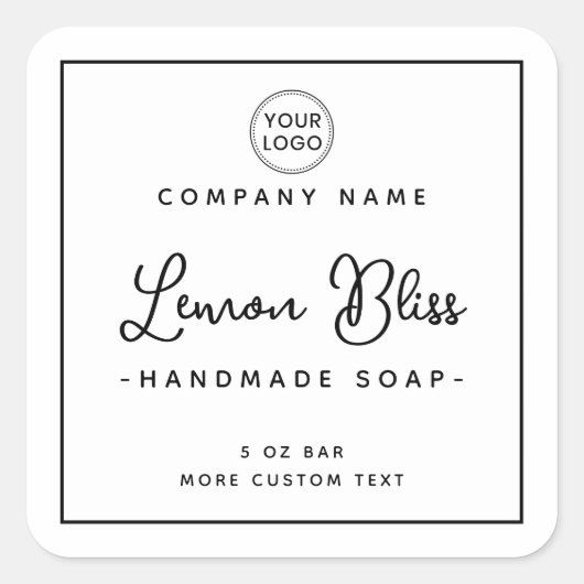 手書きスクリプト付き正方形の製品ラベルフォント スクエアシール (正面)