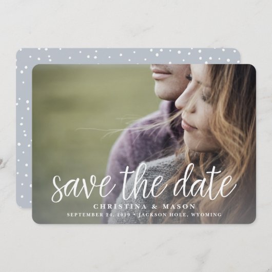 手書きスクリプト写真の保存日付 セーブザデート (正面/裏面)