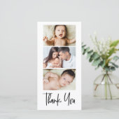 手書きスクリプト写真ストリップ赤ちゃんシャワー サンキューカード (スタンド正面)