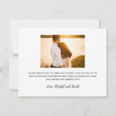 手書きスクリプト写真結婚のサンキューカード サンキューカード (裏面)