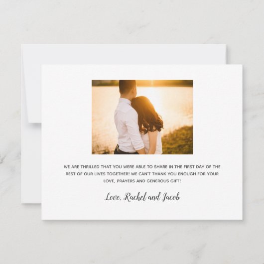 手書きスクリプト写真結婚のサンキューカード サンキューカード (裏面)