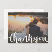 手書きスクリプト写真結婚のサンキューカード サンキューカード (正面/裏面)
