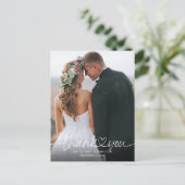 手書きスクリプト写真 ウェディング サンクスノート ポストカード (スタンド正面)