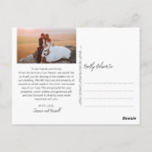 手書きスクリプト写真 ウェディング サンクスノート ポストカード (裏面)