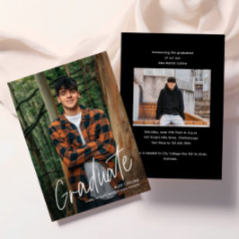 手書きスクリプト写真 卒業 案内状