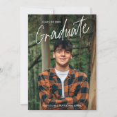 手書きスクリプト写真 卒業 案内状 (正面)