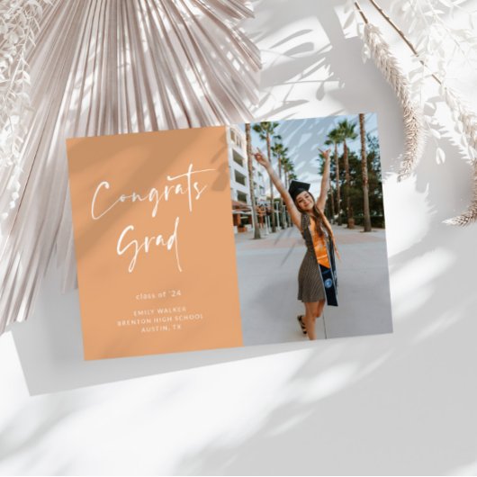 手書きスクリプト卒業おめでとうカード 案内状