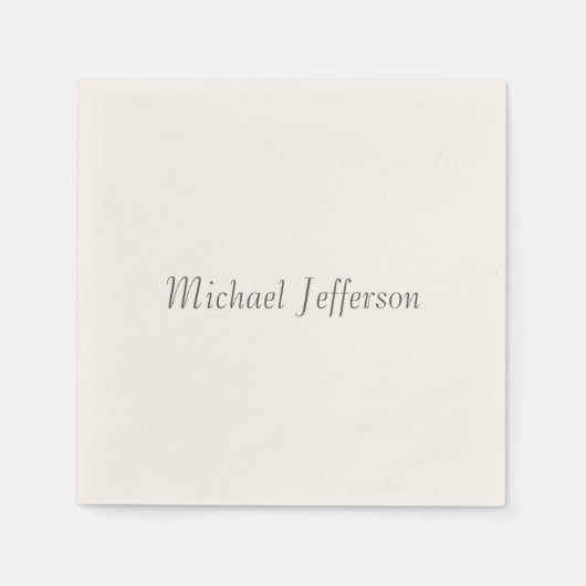 手書きスクリプト名のプレーンエレガントなシンプル スタンダードカクテルナプキン (正面)