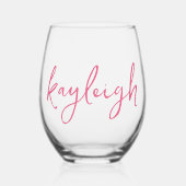 手書きスクリプト名バチェロレッテブライダルパーティ ステムなしワイングラス (正面)