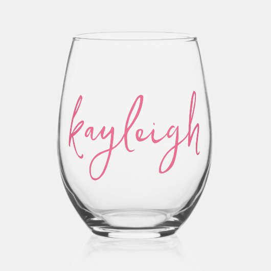 手書きスクリプト名バチェロレッテブライダルパーティ ステムなしワイングラス (正面)