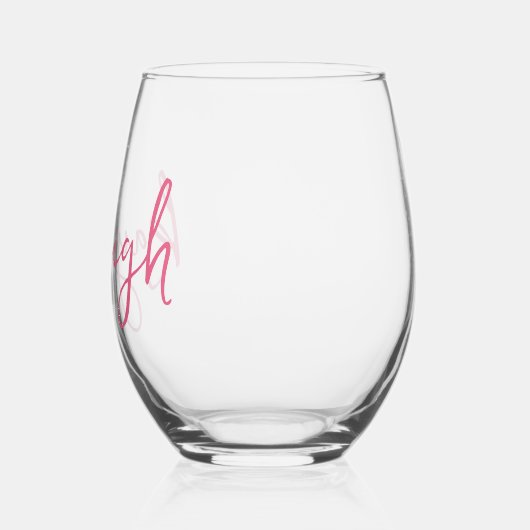 手書きスクリプト名バチェロレッテブライダルパーティ ステムなしワイングラス (左)
