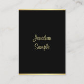 手書きスクリプト名ブラック金ゴールドモダンテンプレート 名刺 (正面)