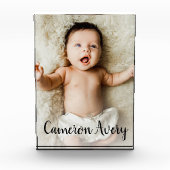 手書きスクリプト名ベビー縦写真 フォトブロック (正面)