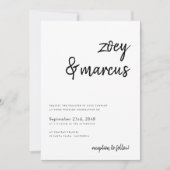 手書きスクリプト名ミニマリストのプレイ結婚ン 招待状 (正面)