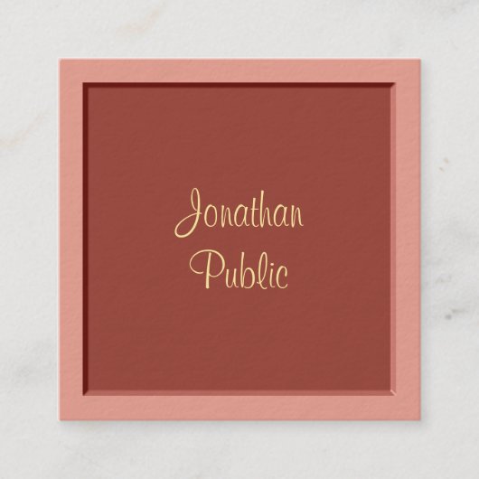 手書きスクリプト名モダンエレガントテンプレート スクエア名刺 (正面)