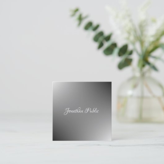 手書きスクリプト名モダンテンプレートエレガント スクエア名刺 (スタンド正面)