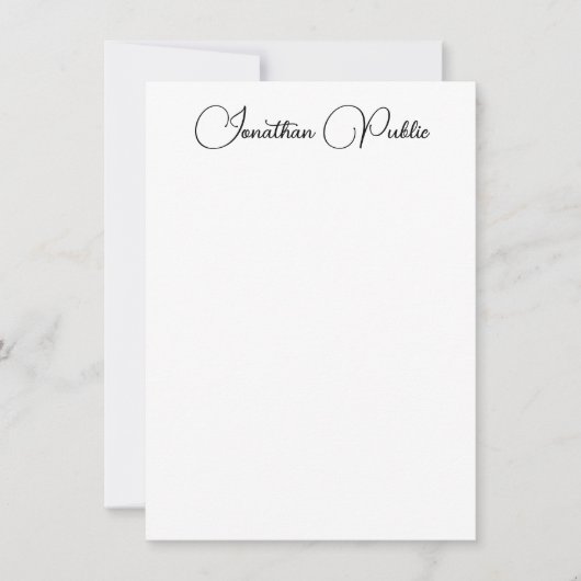 手書きスクリプト名モダン縦テンプレート ノートカード (正面)