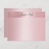 手書きスクリプト名文字テンプレートバラ金ゴールド エレガント ノートカード (正面/裏面)