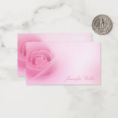 手書きスクリプト名水色ピンクローズシック ノートカード (正面/裏面インサイチュ)