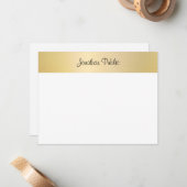 手書きスクリプト名金ゴールド白テンプレート ノートカード (正面/裏面インサイチュ)