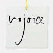 手書きスクリプト喜びクリスマス白黒 セラミックオーナメント (裏面)