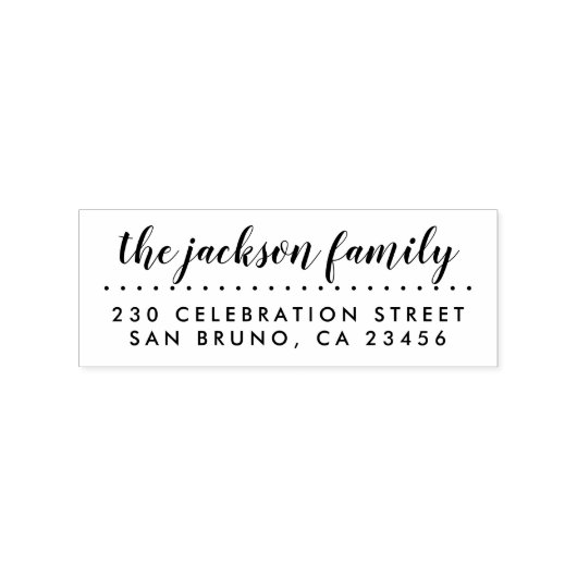 手書きスクリプト形式のファミリ名 |差出人住所 ラバースタンプ (インプリント)