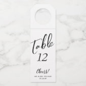 手書きスクリプト応援テーブル番号ボトルラベル ボトルネックタグ (裏面)