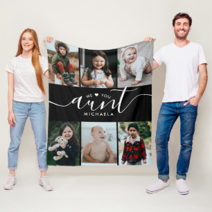 手書きスクリプト愛あなた叔母(名前) 6 – 写真 フリースブランケット