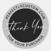 手書きスクリプト感謝していビジネス灰色の紙 ラウンドシール (正面)