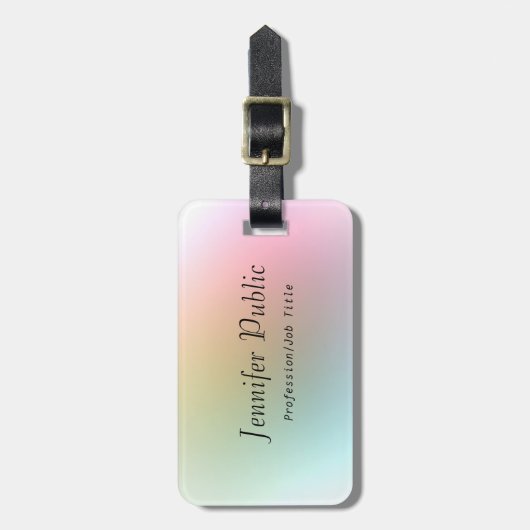 手書きスクリプト文字エレガントカラフルテンプレート ラゲッジタグ (正面縦)