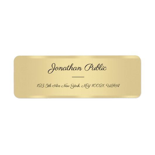 手書きスクリプト文字フェイク金ゴールドエレガントテンプレート ラベル (正面)