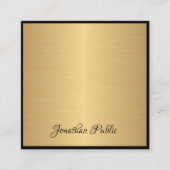 手書きスクリプト文字モダン金ゴールドシックテンプレート スクエア名刺 (正面)