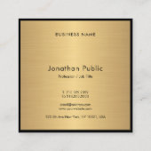 手書きスクリプト文字モダン金ゴールドシックテンプレート スクエア名刺 (裏面)