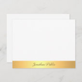 手書きスクリプト文字金ゴールドホワイトプロフェッショナル ノートカード (正面/裏面)