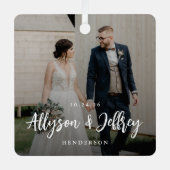 手書きスクリプト新しいホリデーメタルオーナメント メタルオーナメント (正面)