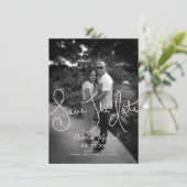 手書きスクリプト日付の保存白黒写真 カード (スタンド正面)