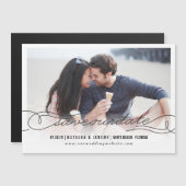 手書きスクリプト日付を保存するマグネットフォトカード マグネット招待状 (正面/裏面)