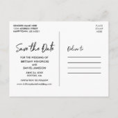 手書きスクリプト日付を白黒で保存 ポストカード (裏面)