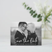 手書きスクリプト日付を白黒で保存 ポストカード (スタンド正面)