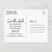 手書きスクリプト日付カップルの写真を保存 ポストカード (裏面)