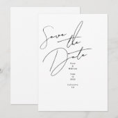 手書きスクリプト日付カードを保存 招待状 (正面/裏面)