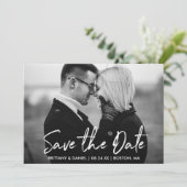 手書きスクリプト日付白黒カードの保存 セーブザデート (スタンド正面)