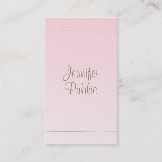 手書きスクリプト書道ピンク金ゴールドルクース 名刺 (正面)